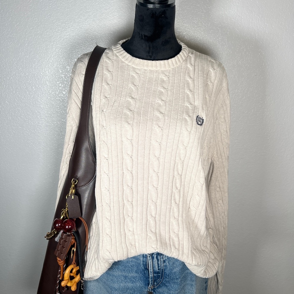 Chaps Off-White Cable Knit Sweater